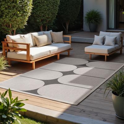 Outdoorteppich NORTHRUGS "Bowen Wendeteppich", schwarz (schwarz, weiß), B:160cm H:5mm L:230cm, Polypropylen, Teppiche, Läufer, In und Outdoor, Flachgewebe, wetterfest, pflegeleicht, robust Image