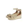 Keilsandalette TOMMY HILFIGER "FLAG CRISS-CROS MID WEDGE ESPAD", Damen, Gr. 38, beige, Baumwolle, modisch, Schuhe, Riemchensandale, Sommerschuh mit verstellbarer Schnalle