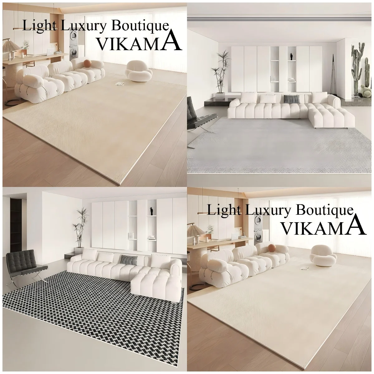 VIKAMA Einfacher geometrischer Schlaufenstapel-Teppich, wasserdicht, für Wohnzimmer, Sofa, Couchtisch, Küche, Schlafzimmer, Nachttisch, Garderobe, Heimdekoration Image