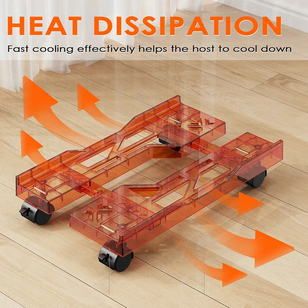 Universelle Halterung für Computer-Computergehäuse, bunter transparenter PC-Turmständer mit Bremsrollen – Belüftung, Wärmeableitung Image
