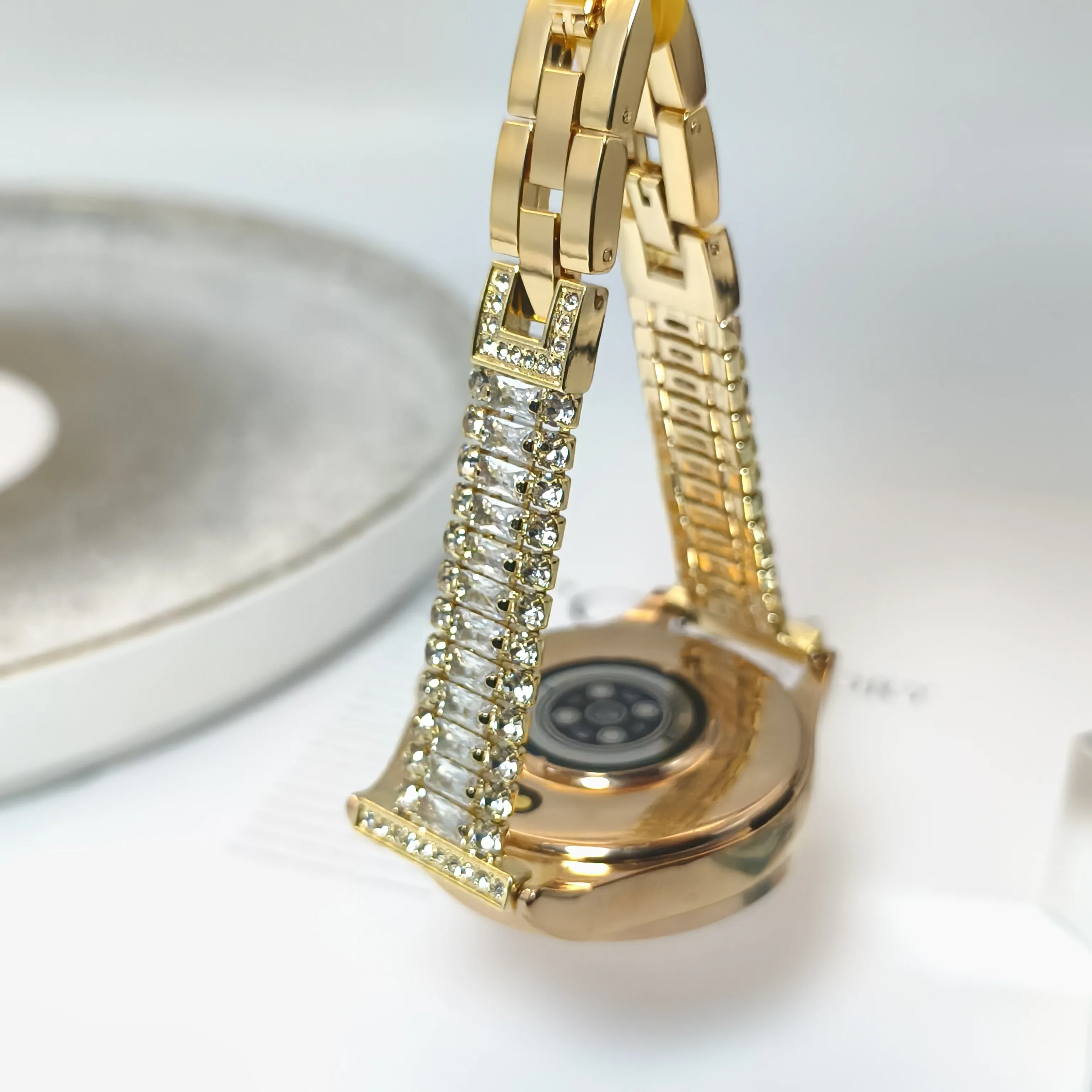 18 mm 20 mm universelles, dreireihiges Diamantarmband für Samsung Galaxy Watch 7, 6, 5, 4, weibliches Armband für Apple Watch S10, S9, 49–38 mm Image