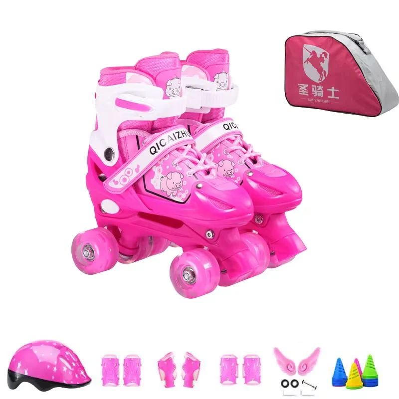 Einstellbare Größe Anfänger zweireihige Rollschuhschuhe Kinder 4-Räder Skates Outdoor Skating Inline Skate Schuhe Ice Rink Training