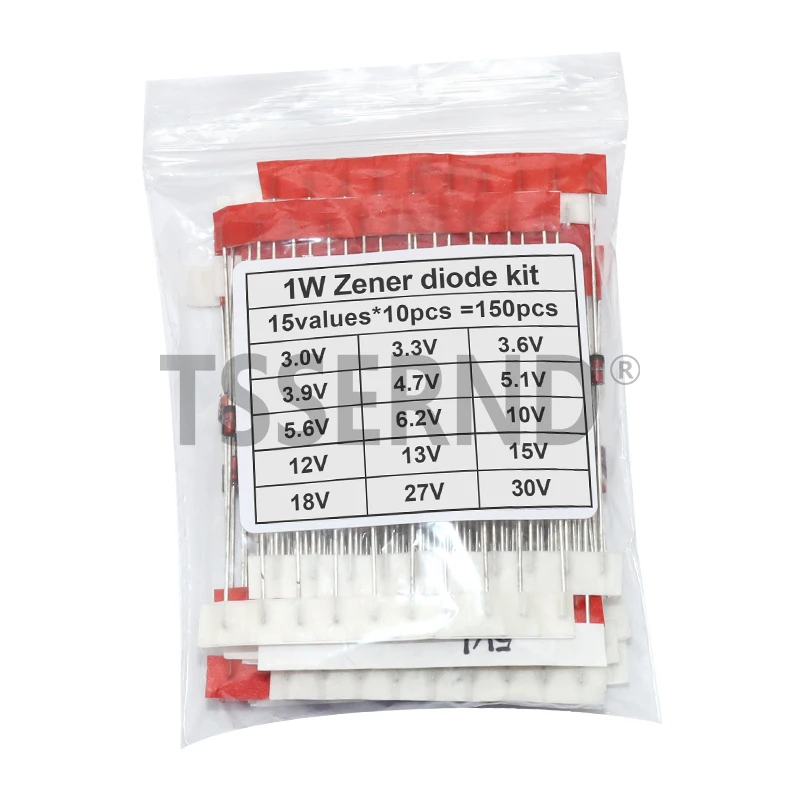1W Zenerdioden-Kit 15 Werte * 10 Stück = 150 Stück DO-41 3V-30V Komponenten-DIY-Kit neu und Image
