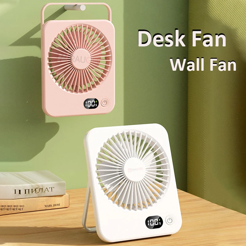 Tragbarer Mini-Schreibtischventilator zum Aufhängen an der Wand, wiederaufladbarer USB-Tischventilator, faltbarer Luftzirkulator für den persönlichen Raum Image