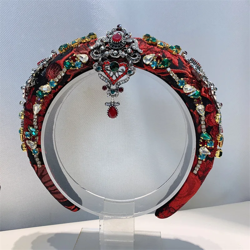 Göttin Edelstein Krone Stirnband Brautschmuck Palast Haarschmuck Top Qualität handgemachte farbige Edelstein Hochzeit Party Kopfschmuck Image