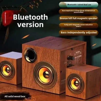 Hölzerner 2.1 Multimedia-Subwoofer mit übergewichtigem Computer, aktive Kombination, Image