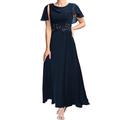 Brautkleid der Mutter Elegant Einfach Rundhalsausschnitt Knöchellang Polyester Kurze Ärmel Spitze