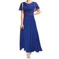 Brautkleid der Mutter Elegant Einfach Rundhalsausschnitt Knöchellang Polyester Kurze Ärmel Spitze