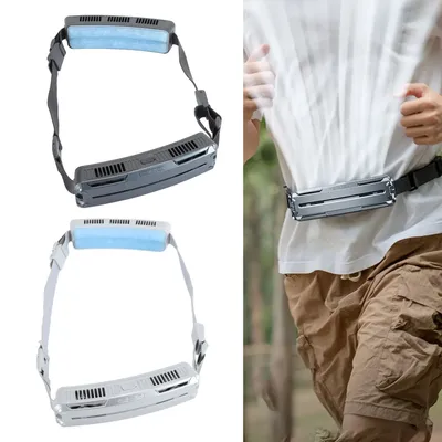 Travel Fan Wearable Waist Fan Multifunctional 3 Speeds Adjustable Ice Compress Efficient Wide Angles