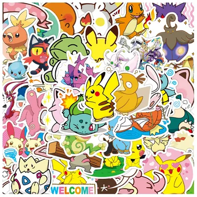 10/30/50pcs Cartoon Pokemon Anime Stickers Kawaii Pikachu Gengar Mewtwo Graffiti Sticker Phone