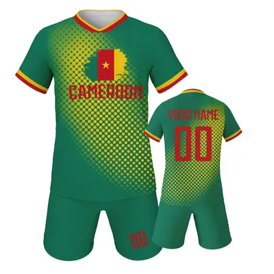 Personalized Kids Soccer Jersey Cameroon National Jersey Boys Girls Youth Team Training Uniform