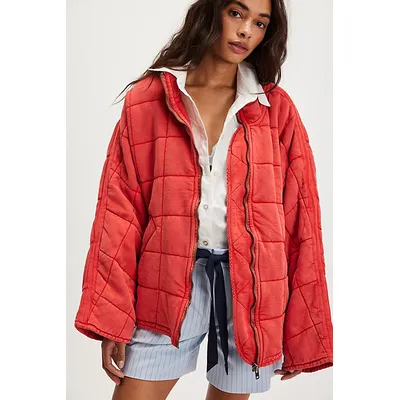 Dolman Quilted Knit Jacket at Free People in Red Clay, Size: Medium