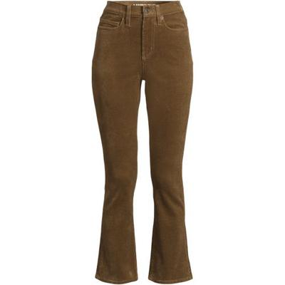 Cropped Flare Stretch Cord Jeans, High Waisted, Women, size: 8, regular, Brown, Cotton-blend, by Lands' End