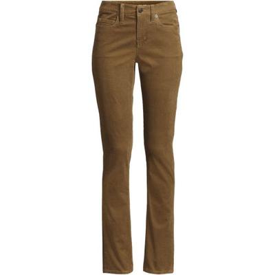 Straight Leg Stretch Cord Jeans, Mid Rise, Women, size: 16 32, regular, Brown, Cotton-blend, by Lands' End