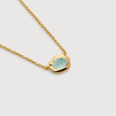 Gold Odyssey Gemstone Small Chain Necklace Aquamarine