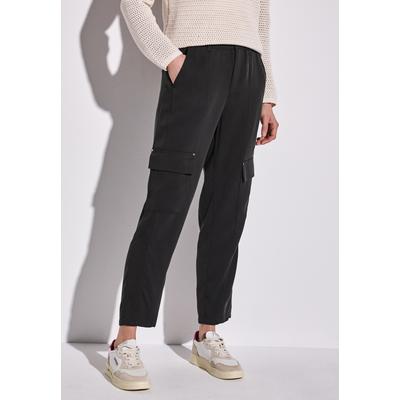 Cargohose STREET ONE, Damen, Gr. 40, Länge 28, grau (granite grau), Stoff, 68% Lyocell, 32% Viskose, unifarben, casual, gerade, unten schmal normal, Hosen, aus Lyocell Image