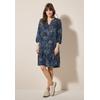 Tunikakleid CECIL, Damen, Gr. XXL (46), US-Größen, blau (universal blau), Stoff, 100% Viskose, gemustert, casual, comfort fit knielang, Rundhals, 3/4-Ärmel Bündchen, Kleider, mit grafischem Muster
