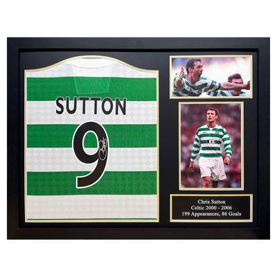 Celtic Chris Sutton signiertes offizielles Retro-Trikot – gerahmt Image