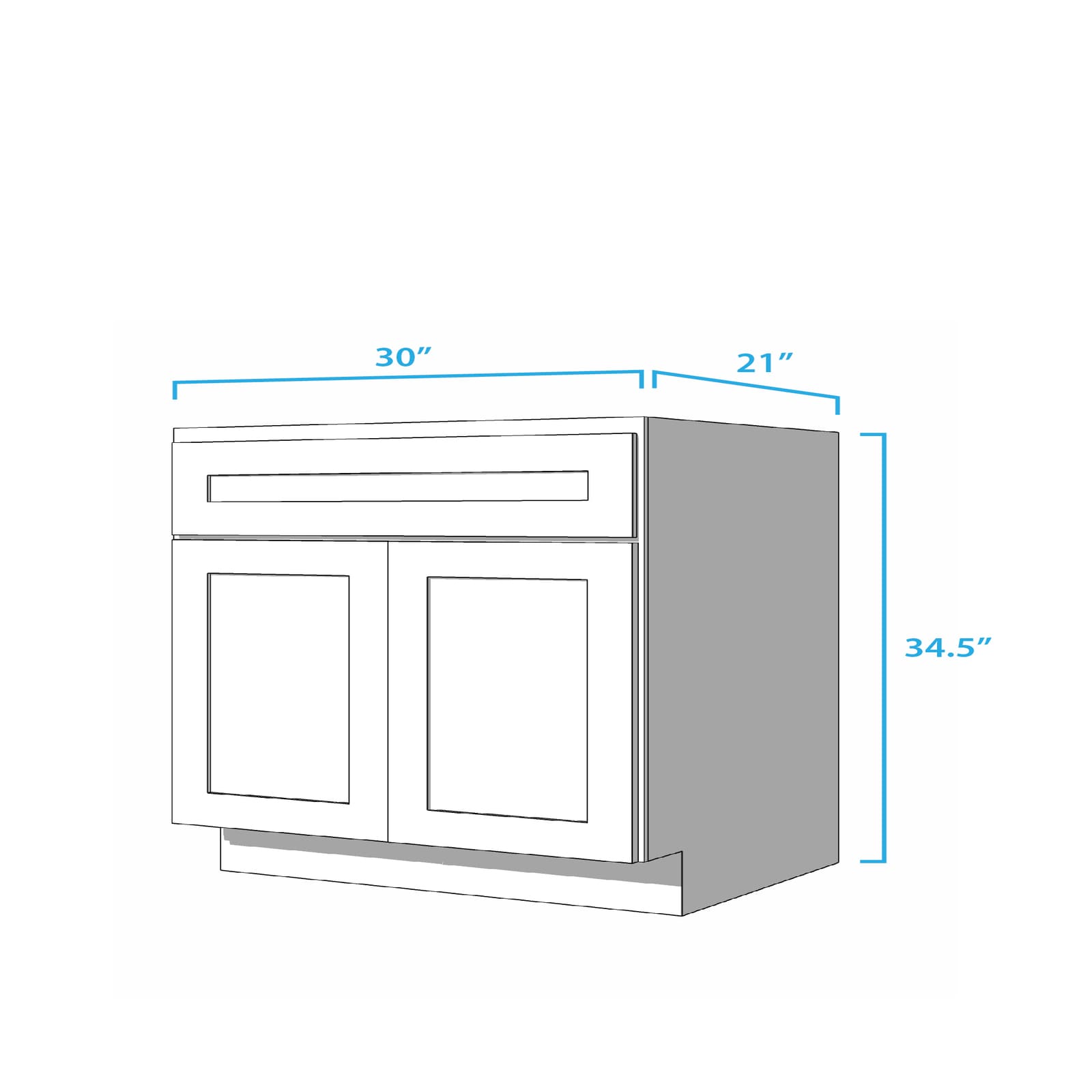 Craftline RTA Molasses Shaker Bathroom Sink Base Vanity Cabinet Sink Base Vanity Cabinet - 30 Inch x 21 Inch x 34-1/2 Inch - Molasses
