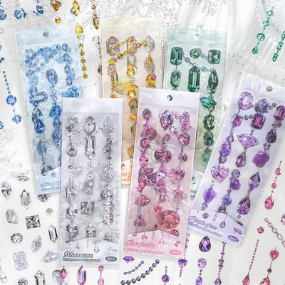 4 teile/satz Funkelnde Schmuck-Muster PET Aufkleber Perfekt für Journal Decor DIY Handwerk Image