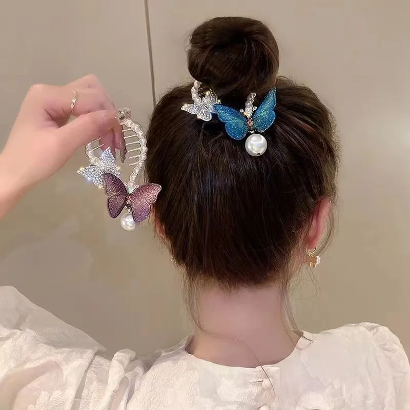 Quasten, Perlen, Blumen, Haarnadeln, Haars pangen am Hinterkopf, Haars pangen, hochwertige Bälle für Frauen, Haar ac Image