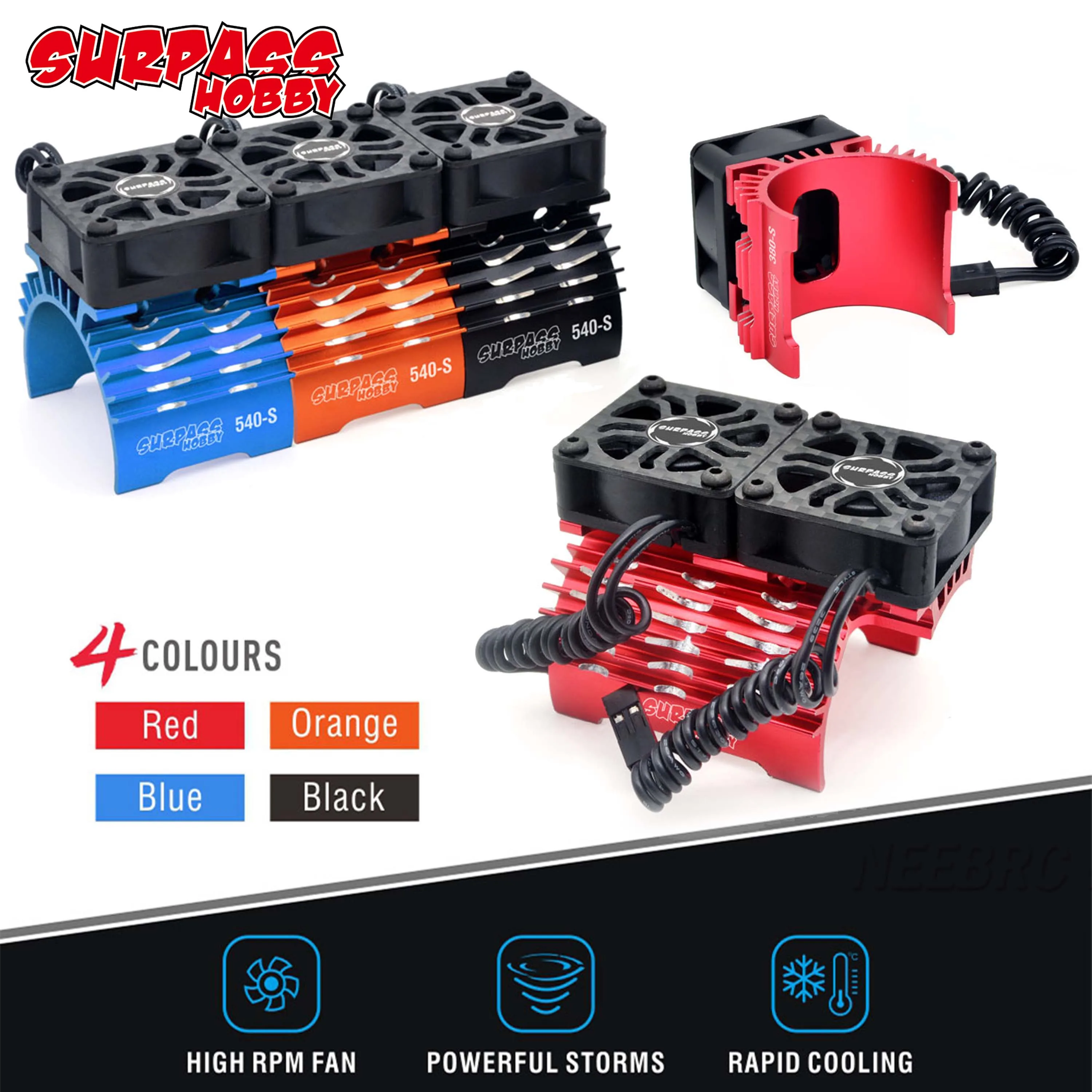 SURPASS HOBBY RC Φ28/29 mm 36 mm 40/42 mm 55/56/58 mm Motorkühlventilator und Kühlkörperabdeckung aus Metall für 1/5 1/8 1/10 1/12 1/14 1/16 Auto