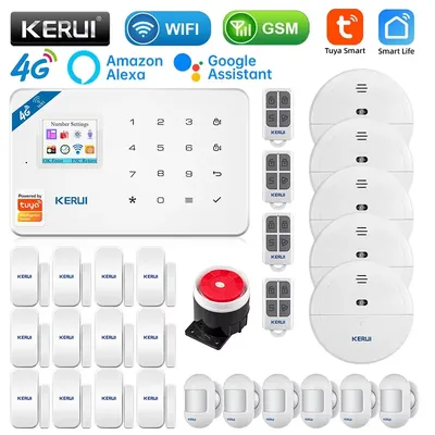 KERUI Tuya Smart 4G Home Security Alarm WIFI GSM Alarm System Mit Motion Sensor Detektor Einbrecher Unterstützung Alexa & google Assistent