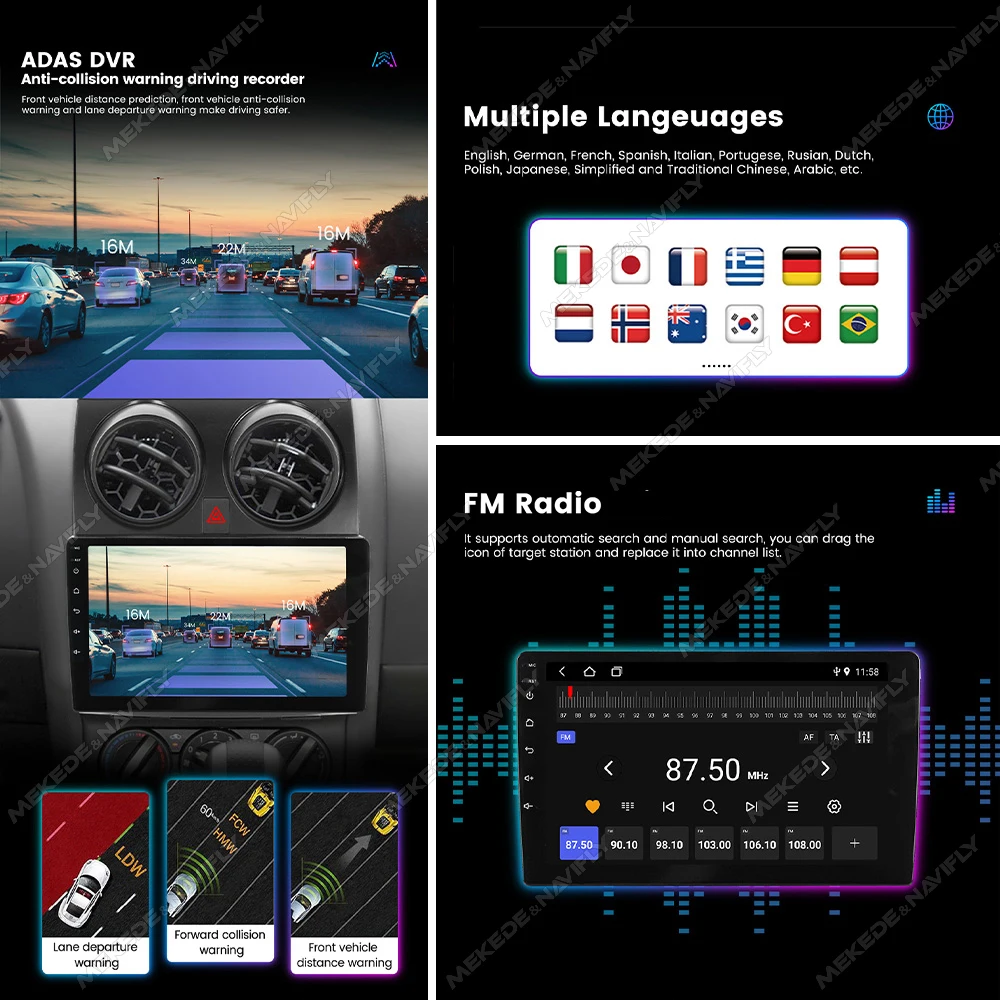 9 10inch android 14 ips bildschirm autoradio für universal opel toyota honda lada ford sitz drahtloses auto spielen auto multimedia gps bt Auto GPS Multimedia Radio, 8-Kern DSP ohne DVD Player, 2Din Image