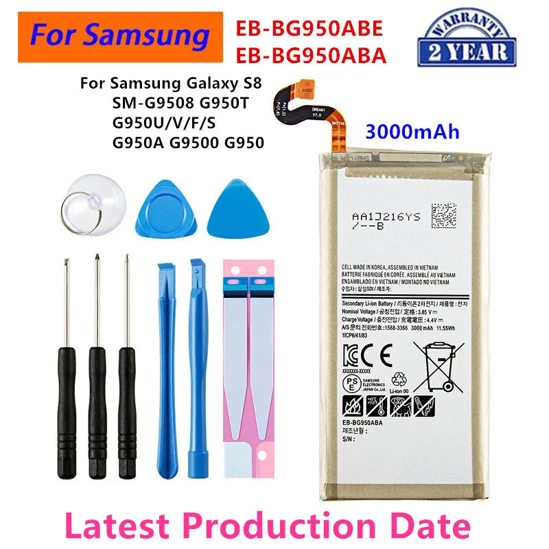 Brandneue EB-BG950ABE EB-BG950ABA 3000mah batterie für samsung galaxy s8 SM-G9508 g950t g950u/v/f/s g950a g9500 g950 + tools Image