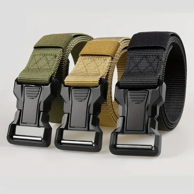 Men's Tactical Sports Belt High quality Alloy Buckle Nylon Multifunctional Leisure Canvas Belt, Quick Detachable Outdoor Belts