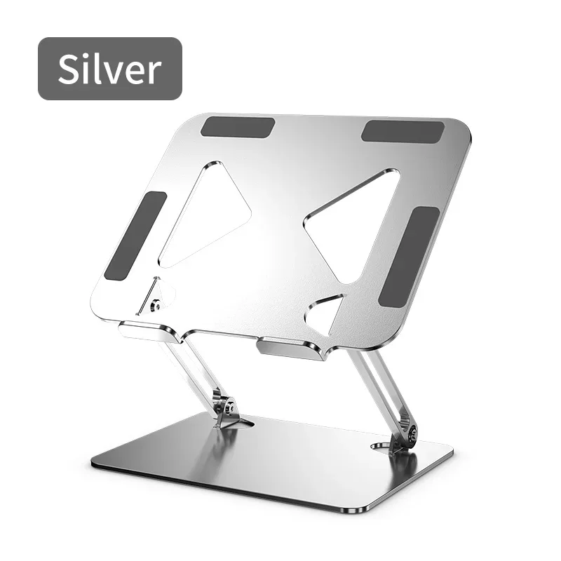 Metal Basics Ergonomischer und faltbarer Laptop-Ständer für den Schreibtisch, verstellbare Erhöhung, passend für alle Laptops und Notebooks, Silber Image