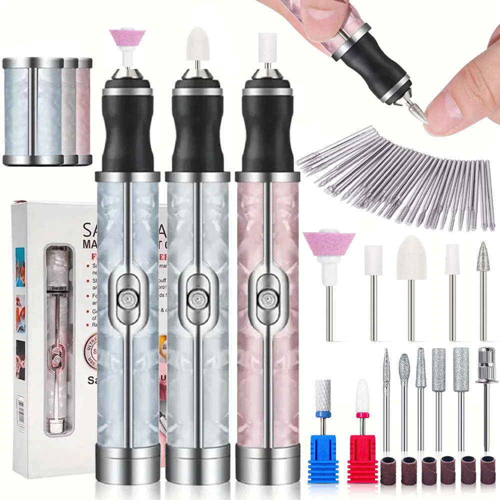 LINMANDA Viele Sätze elektrische Nagelfeile, tragbare Maniküre, Pediküre, Polieren, Schleifen, Peeling, Nagelbohrer für Fingernagel, Zehennagel Image