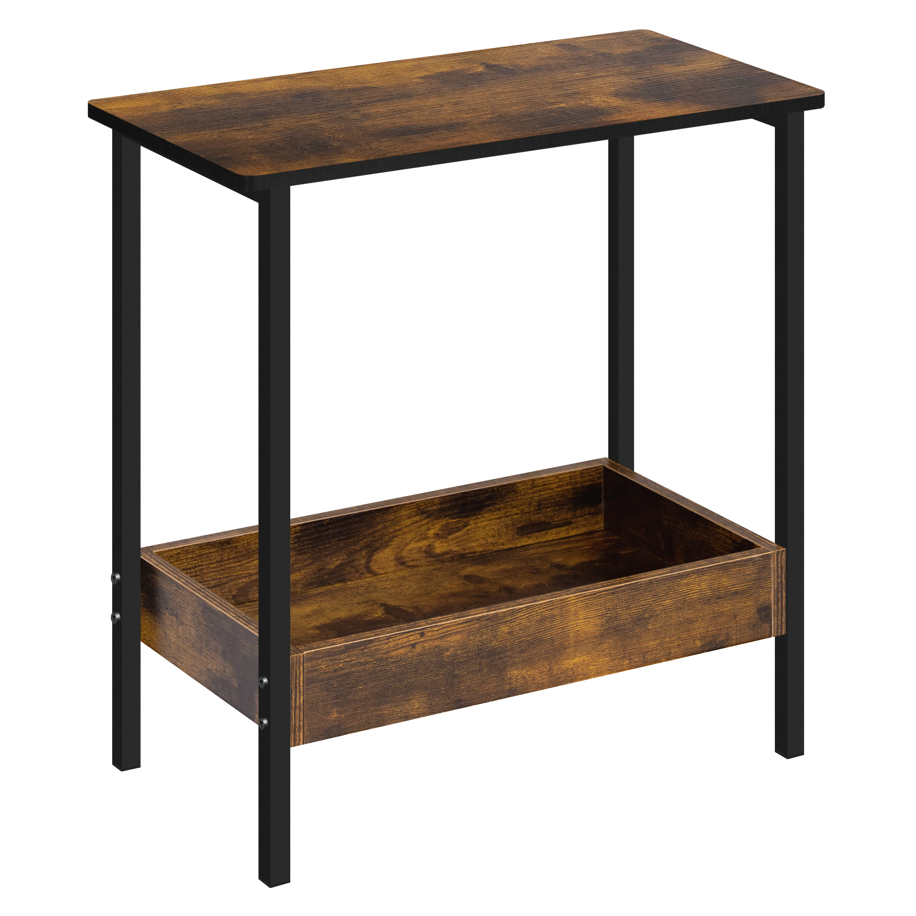 WOLTU Couchtisch, Beistelltisch mit Regalen, Wohnzimmertisch mit Metallrahmen für Kaffee und Laptop, Vintage-brauner Konsolentisch Image
