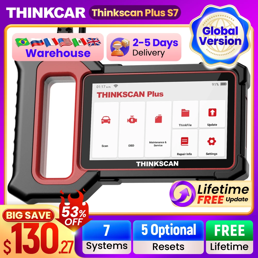 THINKCAR Thinkscan Plus S7 S6 S4 Obd2-Scanner, Autodiagnosetools, Automotivo-Scanner, Autodiagnosetool, Codeleser, 28 Resets Image
