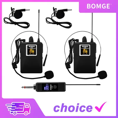 Wireless Lavalier Microphone With Headset Lavalier Beltpack Transmitter Receiver Collar Headset mic for audio mixer Recording