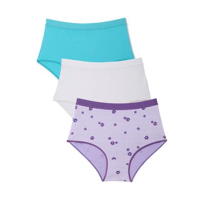 Plus Size Women's Cotton/Spandex Panty 3-Pack by Catherines in Daisy Stripe Pack (Size 12)