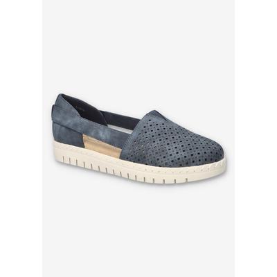 Wide Width Women's Fedra Comfort Flat by Easy Street in Navy (Size 9 W)