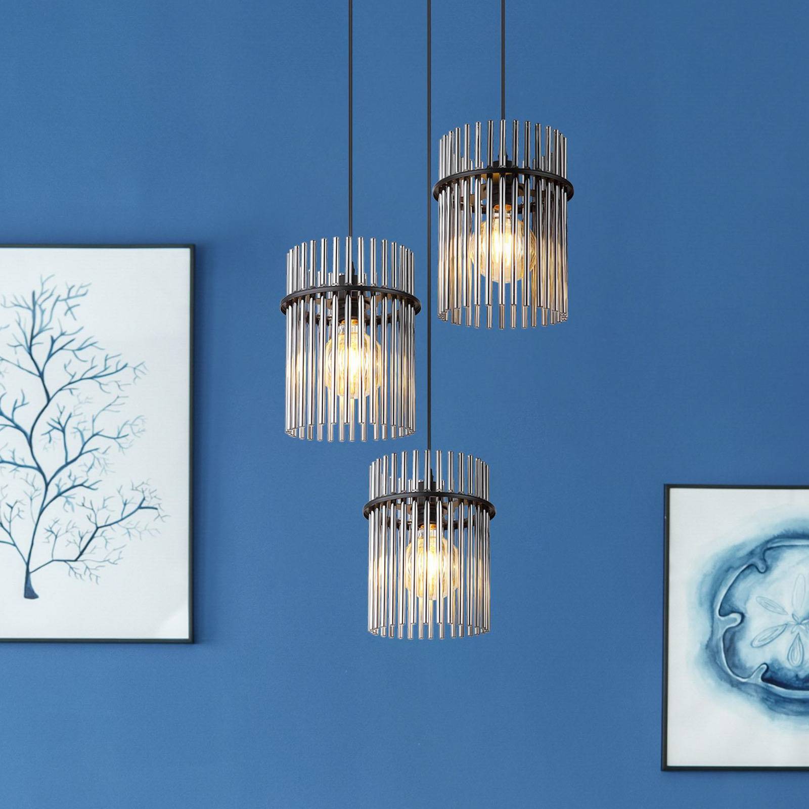 Globo Glas Hängelampe Gorley, dimmbar, alu / grau / zink, für Wohn- / Esszimmer, Glas, Modern, Pendelleuchte