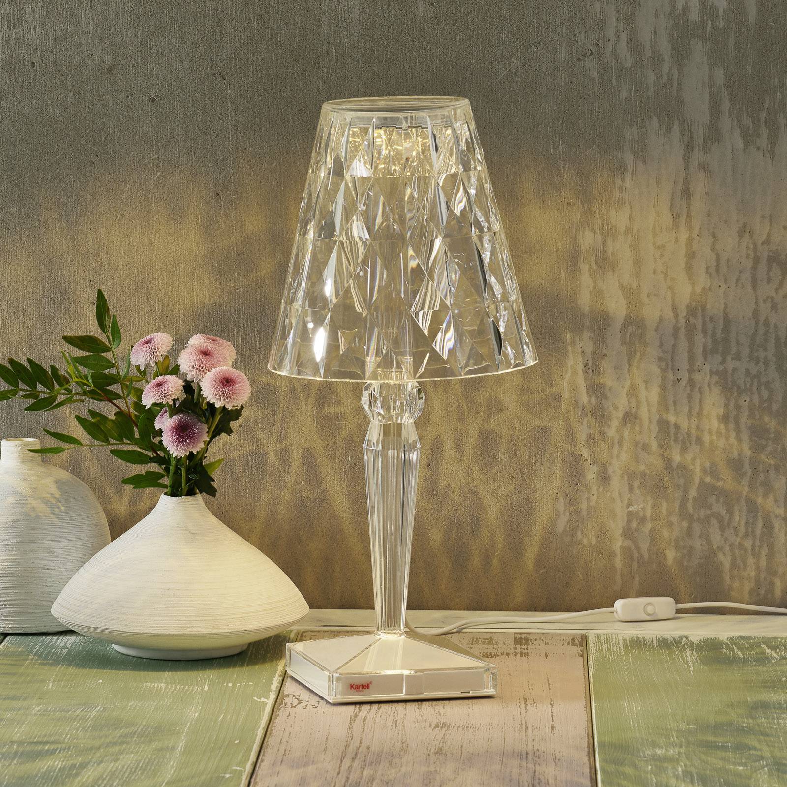 Kartell Design Tischlampe Big Battery, klar / transparent, Kunststoff, Design, Tischlampe