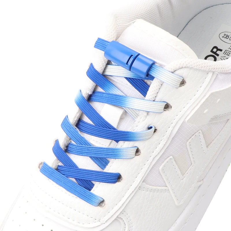 1 Paar elastische Schnürsenkel ohne Krawatten, bunte flache Schnürsenkel für Turnschuhe, Farbverlauf, Sicherheit, schnell, faule Schuhe, Spitze, Gummiband Image