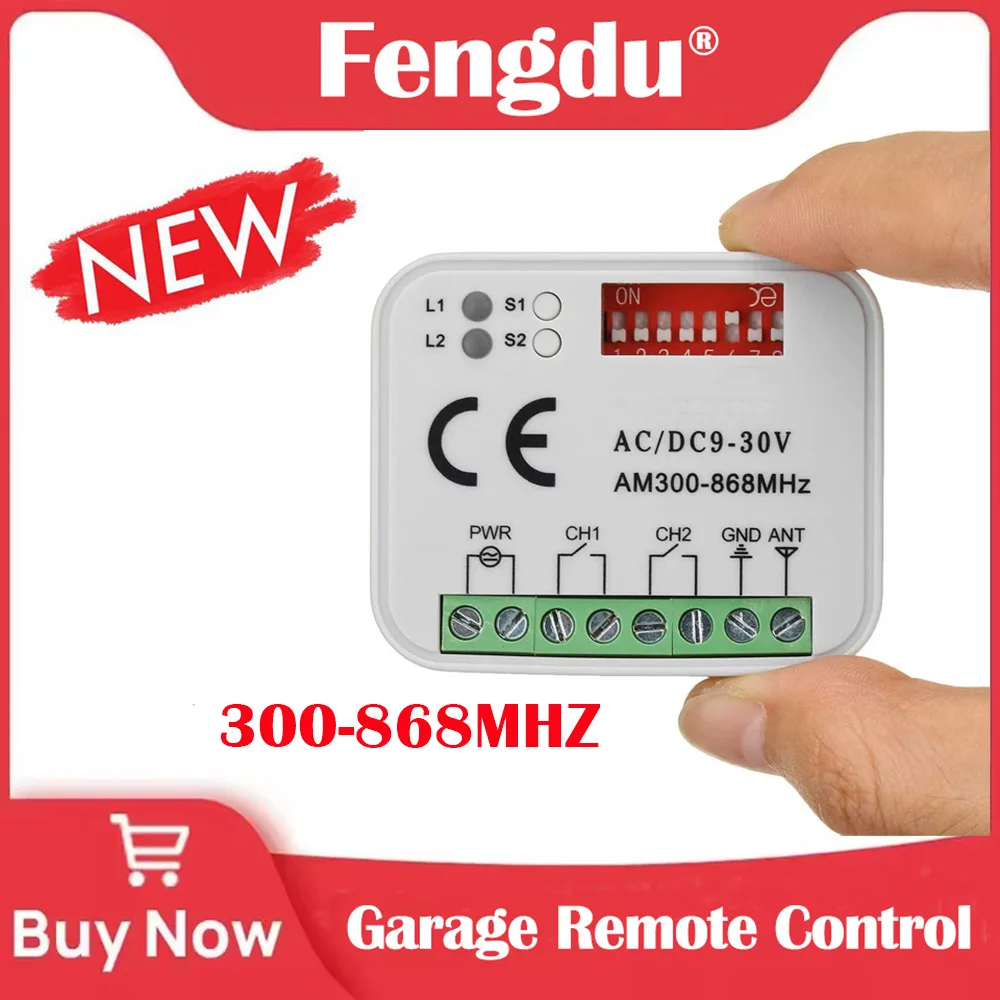 Fernbedienung Schalter Empfänger 300-868 MHz 2CH Controller Smart Switch 433 MHz 868 MHz Garagentor Fernbedienung Image