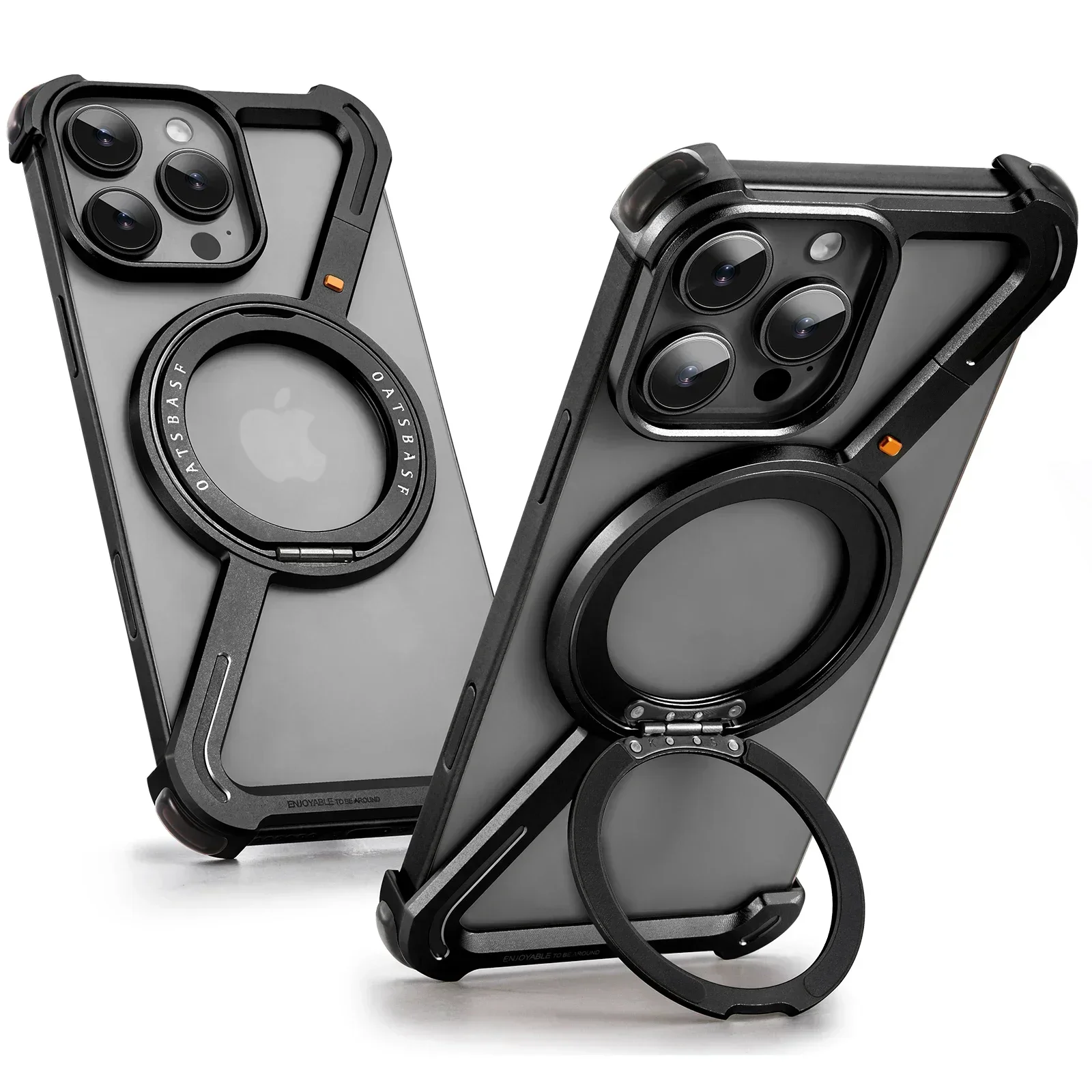 Oatsbasf Handyhülle für iPhone 16/15/14/13 Pro Max mit Magsafe 360 ° Drehbarer magnetischer Ständer aus Metall, rahmenlose Schutzabdeckung Image
