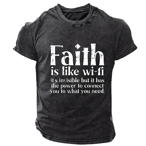 Herren Bibel T-Shirt Kurzarm Grafik Inspirierend Glauben Wi-Fi Zitat Image