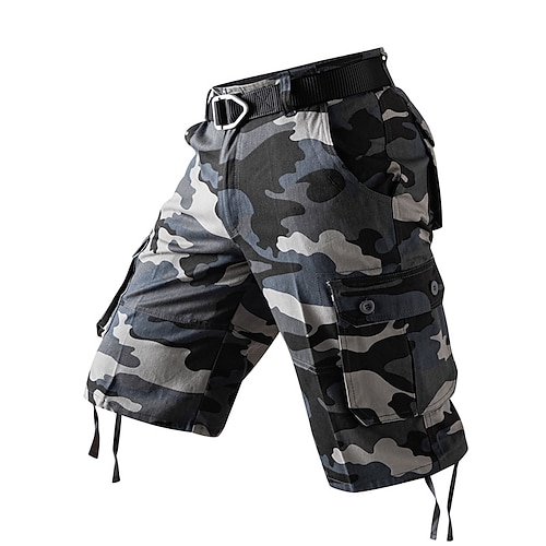 Herren Cargo-Shorts Outdoor Shorts Camping-Shorts Shorts mit Camouflage-Muster Wander-Shorts Mehrere Taschen Gerader Schnitt Tarnung Feuchtigkeitsableitend tragbar Knielang Outdoor Lässig Täglich Image