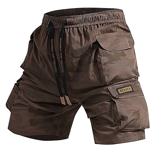 Herren Cargo-Shorts Camping-Shorts Shorts mit Camouflage-Muster Wander-Shorts Elastischer Bund Gerader Schnitt 6 Taschen Einfach Tarnung tragbar Feuchtigkeitsableitend Knielang Lässig Täglich Outdoor Image
