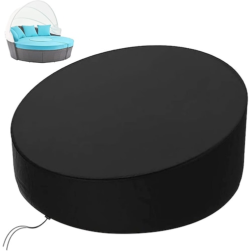Runde Gartenbettabdeckung, 420d wasserdichte Gartenbettabdeckung mit Schultergurt Tragegriff, runde Windschutzhaube Image