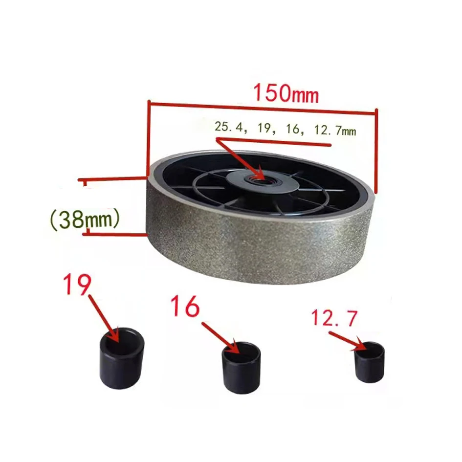 6-Zoll-Diamant-Schleifscheibe, 150 x 38 x 25,4 mm Loch mit 3-teiligem Hülsenreduzierer, 19 bis 16 bis 12,7, galvanisierte Legierungs-Polierscheibe Image
