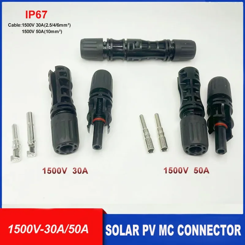 5/10/20/30 Paar Solarstecker PV-Stecker 1500 V 30/50 A IP67 Wasserdichter Solarpanel-Anschluss für 2,5/4/6/10 mm2 PV/MC-Kabel Image