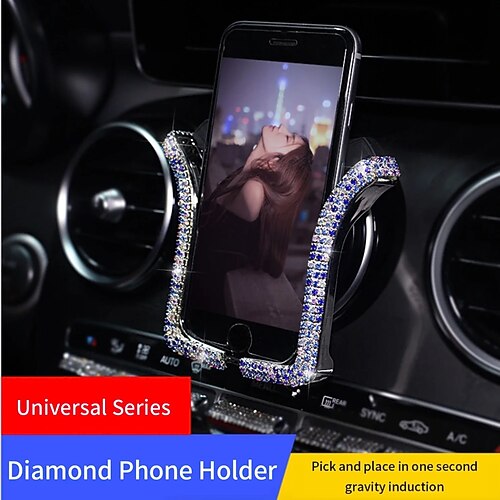 Supporto universale per telefono da auto con supporto per bocchetta dell'aria per auto con strass di cristallo Bing, supporto per telefono cellulare per iPhone, supporto per auto Samsung