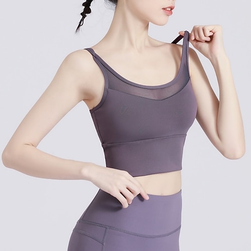 Damen Leichter Halt Sport-BH Lauf-BH Offener Rücken Herausnehmbare Polsterung BH-Top Gepolstert Fitness Freizeitsport Laufen Atmungsaktiv Leicht Weich Spandex Schwarz Rosa Königsblau Einfarbig Image